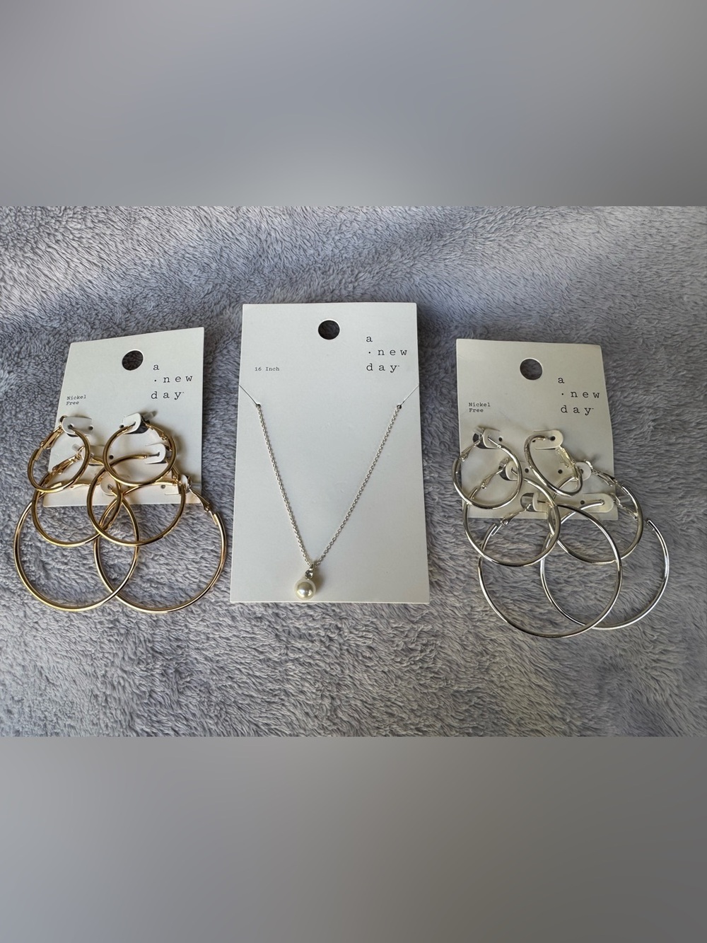 Lot of 7 Pieces of Gold & Silver Toned A New Day Jewelry Necklace Hoop Earrings
